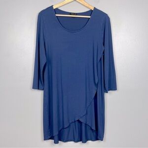 J.Jill Wearever Collection blue tulip hem 3/4 sleeve tunic length top, medium.